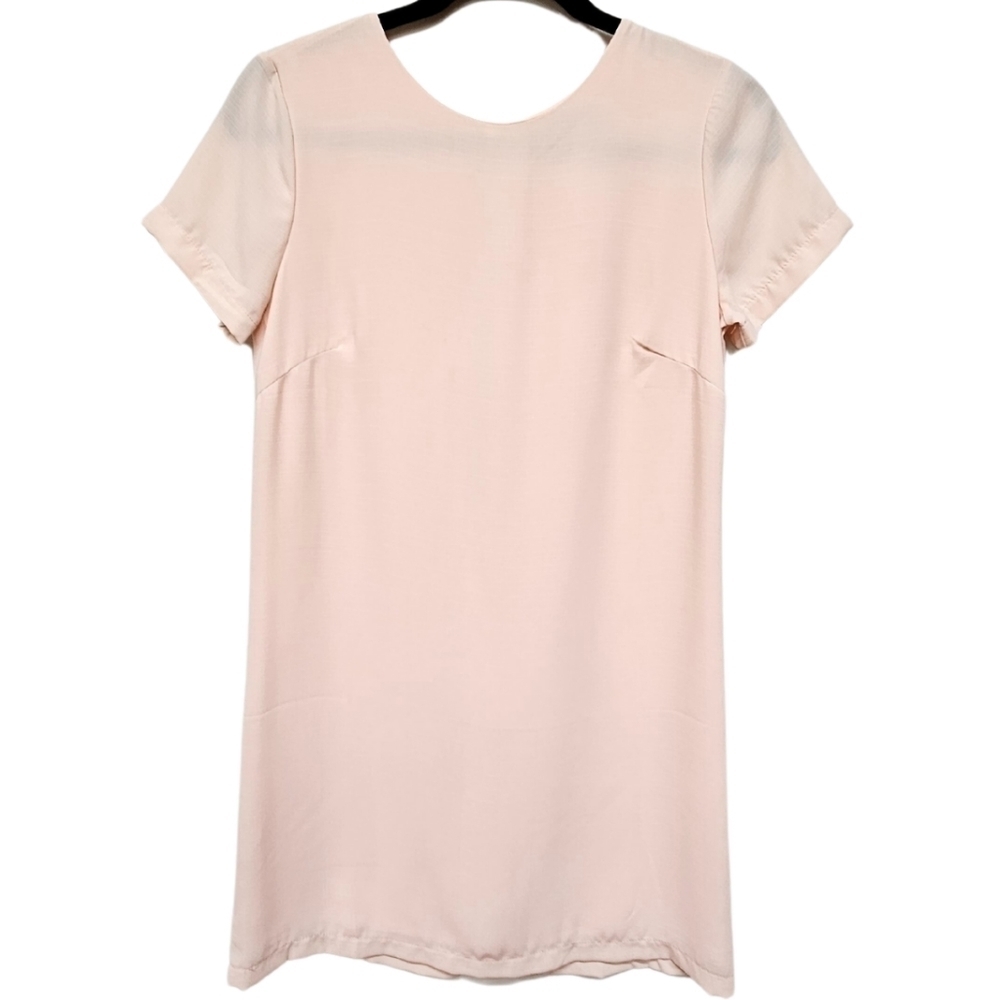 Lulu's soft peach Shift Mini Dress Crew Neck Cap‎ Sleeve